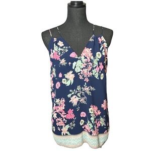 Skies are Blue Sleeveless Strappy V-neck Floral Top Size Medium Boho Y2K